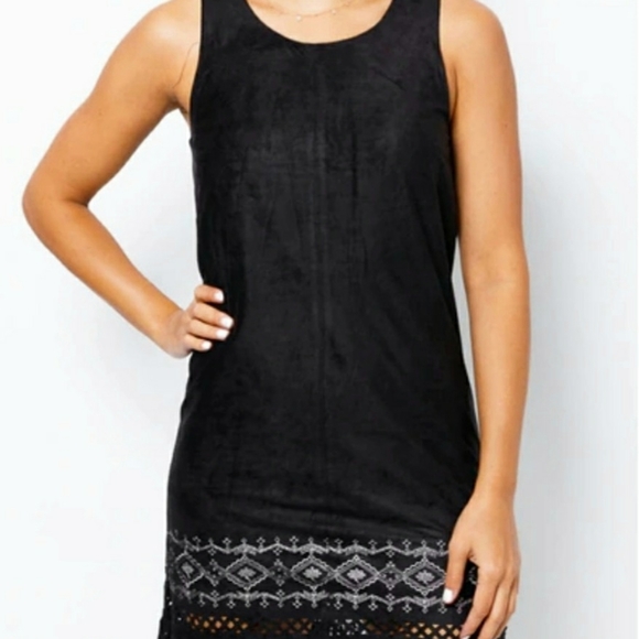 Women's lack suede tribal shift dress - Picture 3 of 5